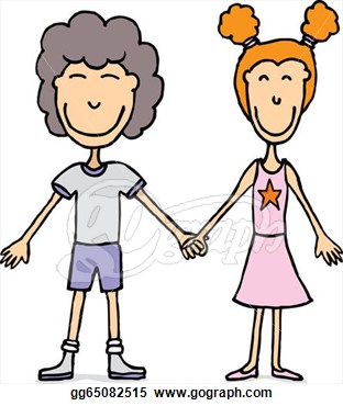 Young Couple Holding Hands   Kids In Love  Clipart Drawing Gg65082515