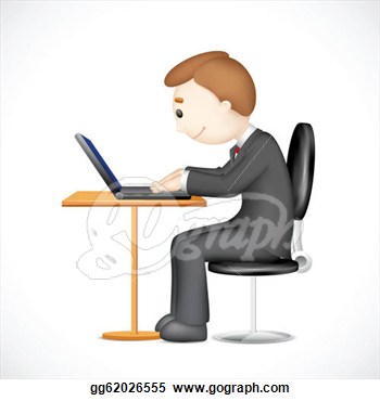 3d Man Working On Laptop  Eps Clipart Gg62026555   Gograph