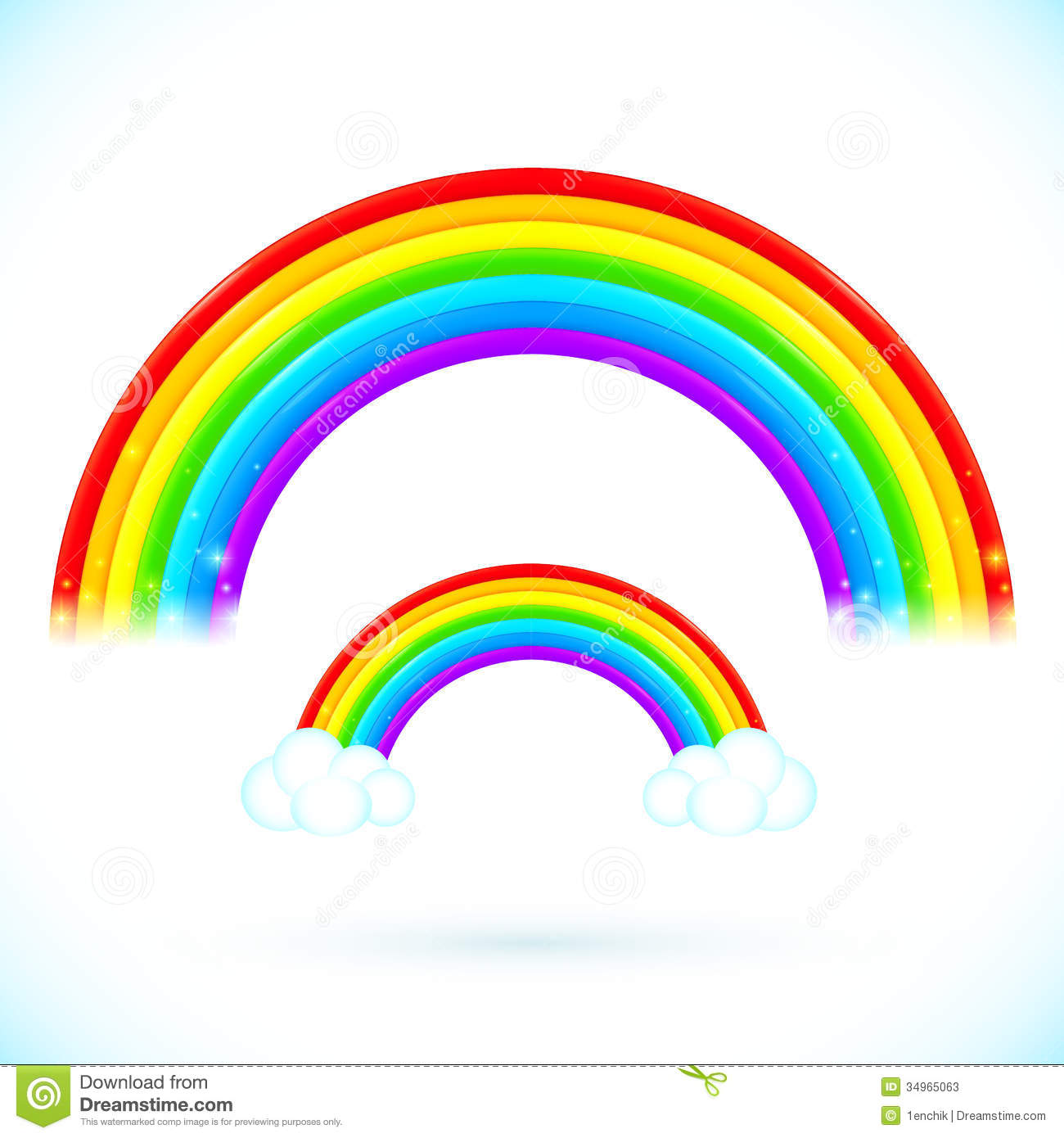Black And White Rainbow Outline Bright Isolated Vector Rainbows Clouds    
