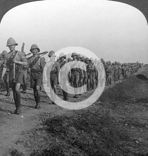 British Soldiers Marching Through The Desert To Baghdad World War I