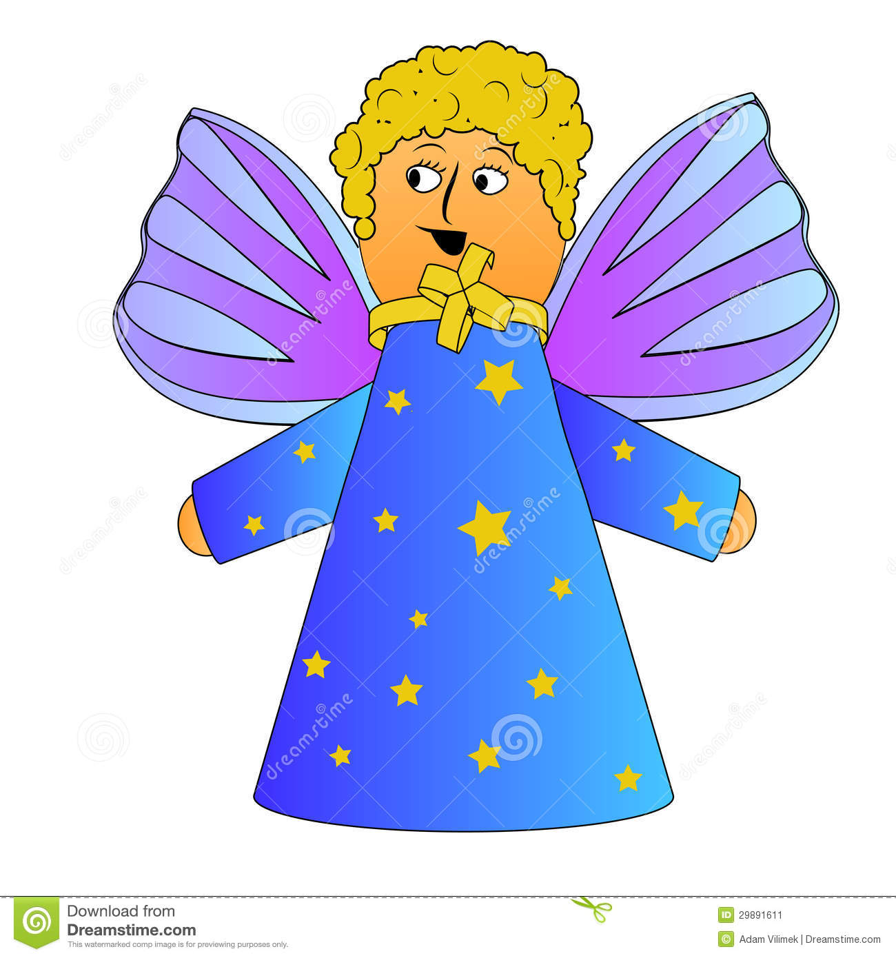 Cartoon Angel With Curly Hairs Vector Stock Image   Image  29891611