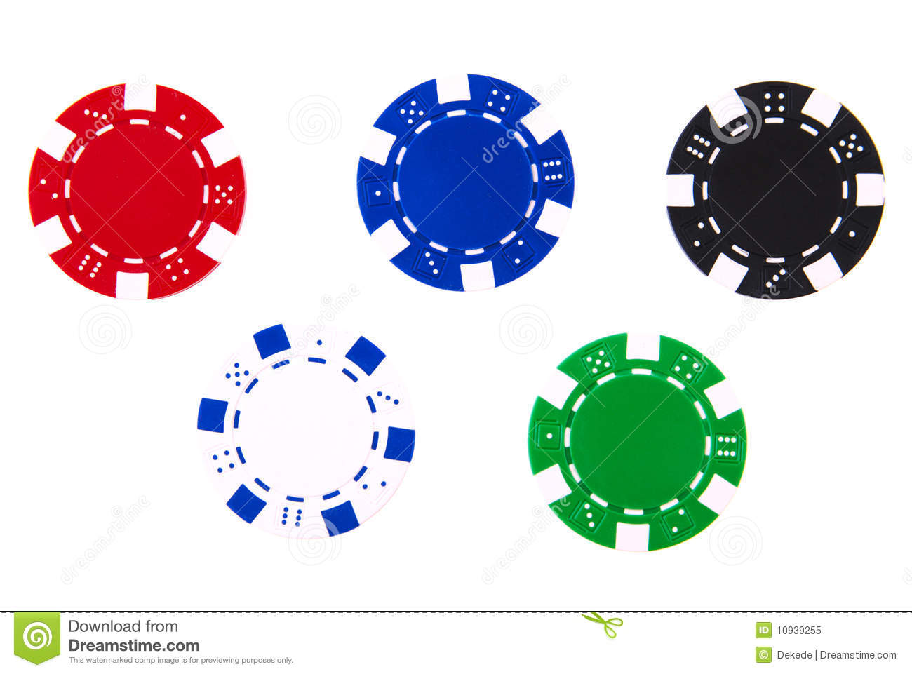Casino Chips Each Different Color Isolated Royalty Free Stock Photo