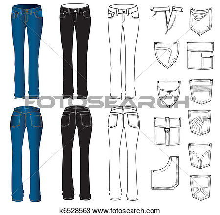 Clipart   Jeans Clothes On White Vector  Fotosearch   Search Clip Art