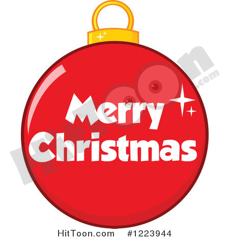 Clipart Of A Red Bauble Ornament With Merry Christmas Text   Royalty