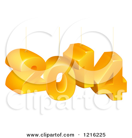 Clipart Of Suspended Orange 3d 2014 New Year Numbers   Royalty Free