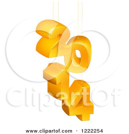 Clipart Of Suspended Orange 3d 2014 New Year Numbers   Royalty Free    