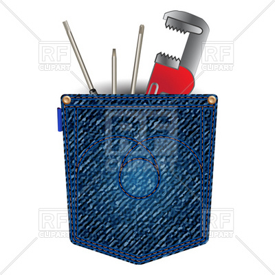 Denim Pocket With Tools Download Royalty Free Vector Clipart  Eps