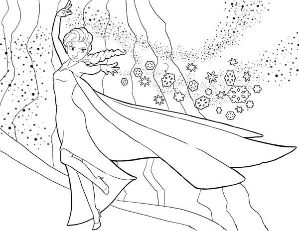 Elsa The Snow Queen Showing Her Magic Coloring Page Frozen Coloring