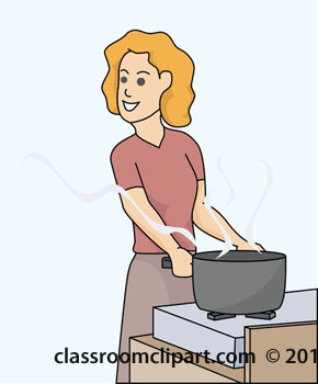 Food   Woman Cooking At Stove   Classroom Clipart