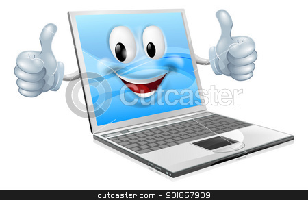 Laptop Mascot Man Stock Vector Clipart Illustration Of A Cute Laptop