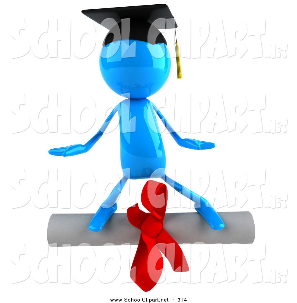 Larger Preview  Clip Art Of A 3d Blue Man Character Standing On A    