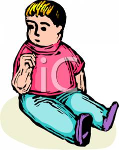 Little Boy Sitting Up Alone   Royalty Free Clipart Picture