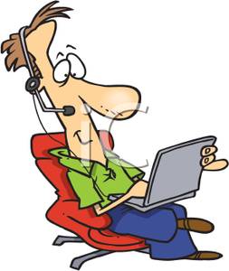     Of A Man Watching A Movie On His Laptop   Royalty Free Clipart Picture