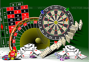 Roulette Table And Casino Elements    Vector Clipart