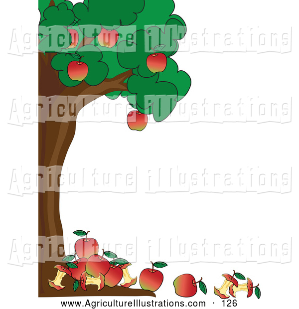 Agriculture Clipart Of A Healthy Apple Tree Boder With Apples And