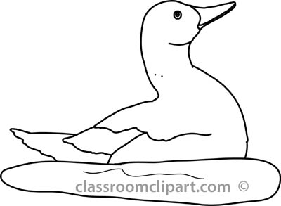 Animals   Duck In Water 3612 Outline   Classroom Clipart