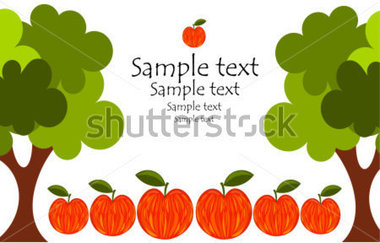Apple Trees And Fruits Autumn Orchard Frame Vector Design Stock Vector