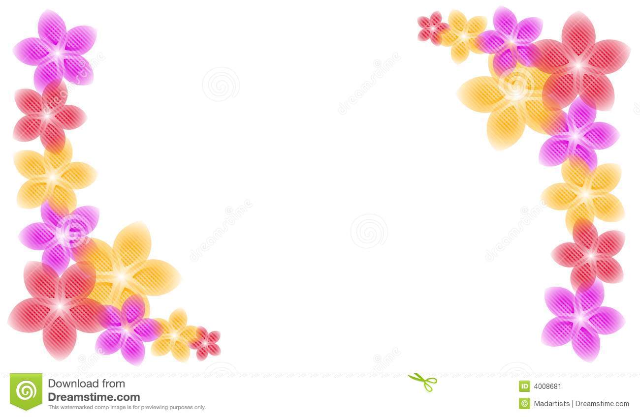    Border Pieces Of Spring Flowers In Pink Purple And Yellow Colors