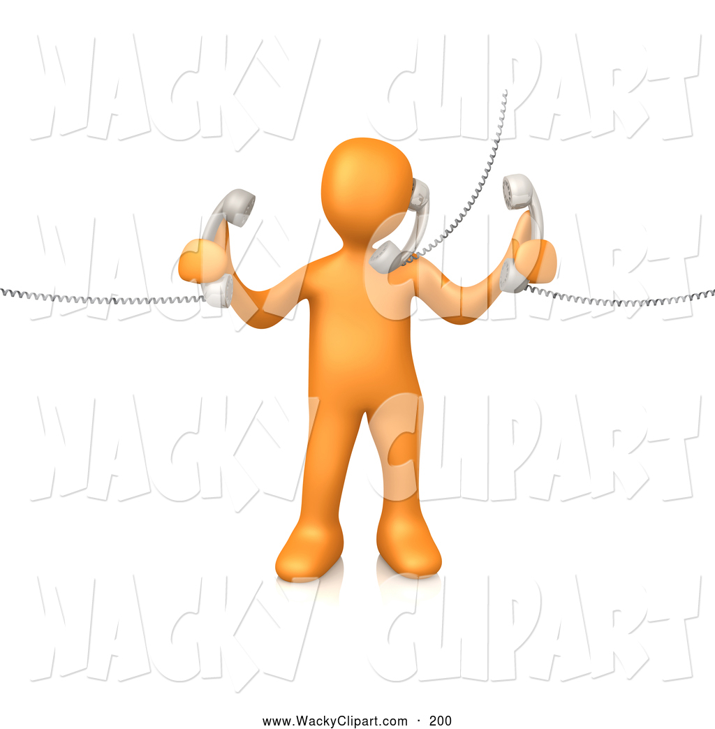 Busy Orange Person Handling Three Customer Service Lines And Multi