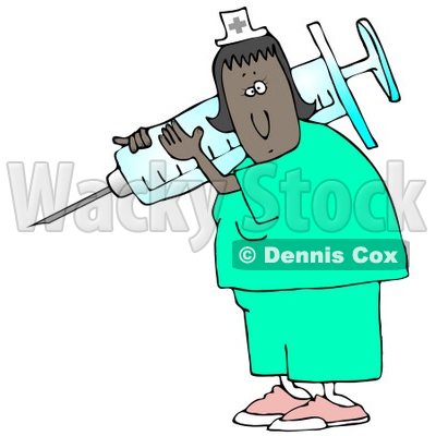 Clipart Illustration Of A Black Female Nurse In Scrubs And A Hat