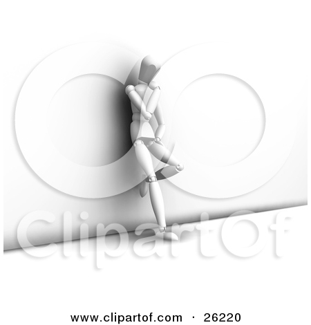Clipart Illustration Of A White Figure Character Leaning Against A