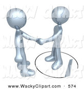 Clipart Of A Trusting And Unaware Silver Man Shaking Hands On A Deal