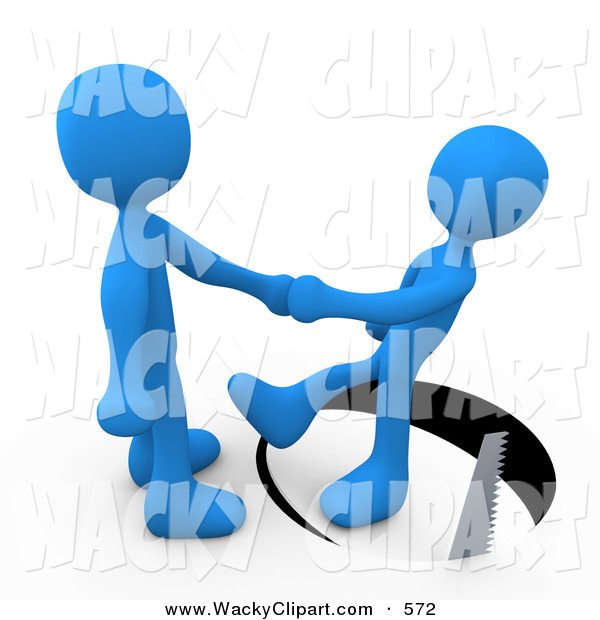 Clipart Of A Trusting Blue Man Shaking Hands On A Deal With Another