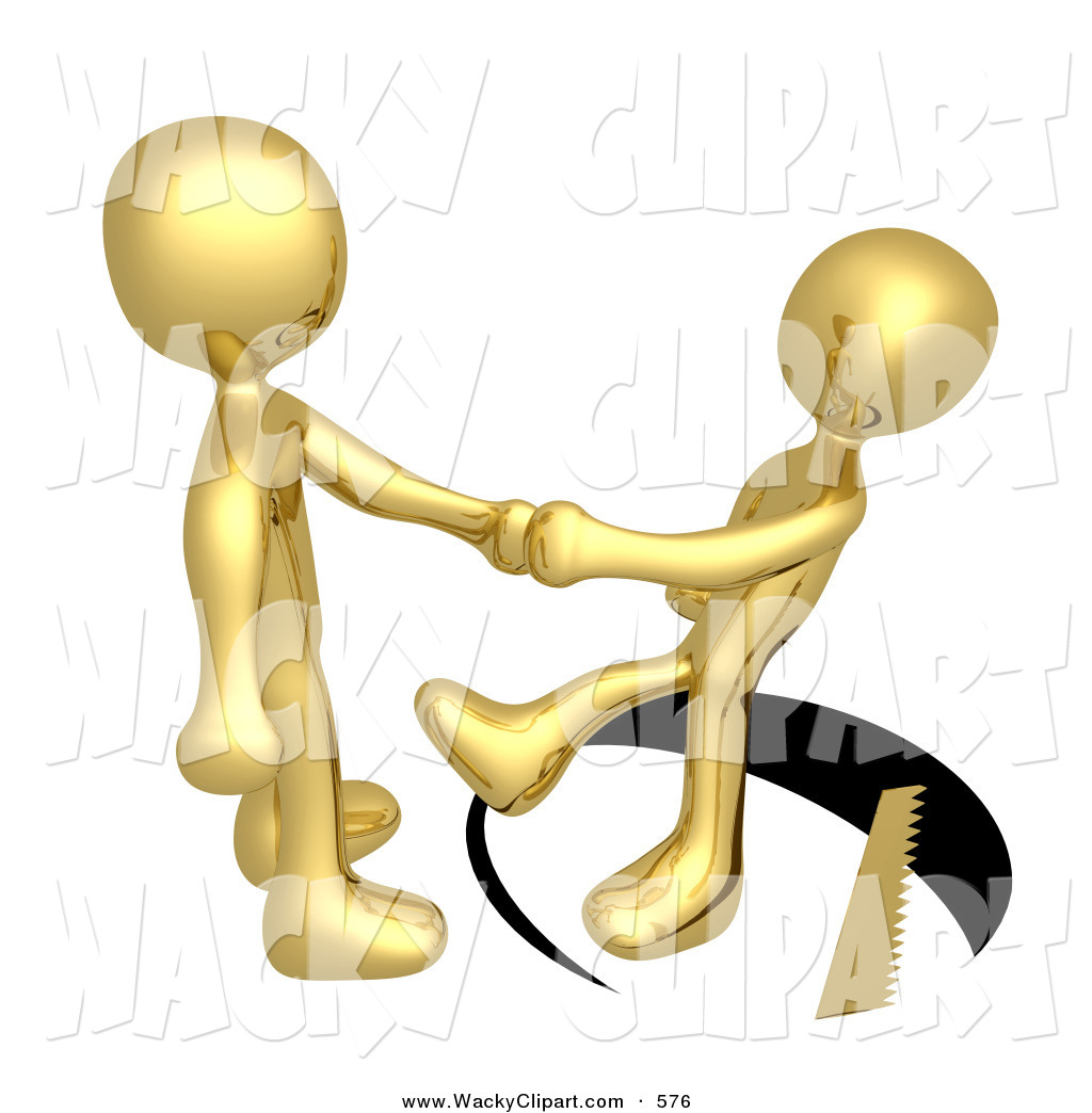 Clipart Of A Trusting Gold Man Shaking Hands On A Deal With Another