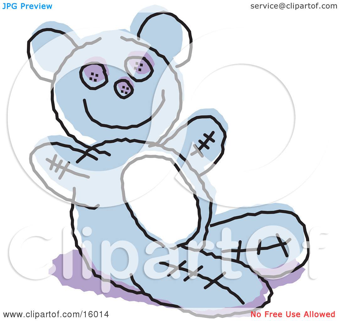 Cute Blue Stuffed Teddy Bear Clipart Illustration By Andy Nortnik