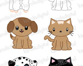 Cute Pets Dog And Cat Clip Art 6 Di Gital Clip Art Set    
