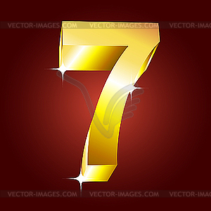 Golden Number Seven   Vector Clipart