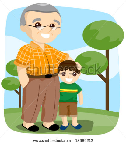 Grandfather With Grandson   Vector   Stock Vector