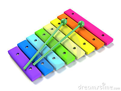 Kids Rainbow Wooden Xylophone Isolated On White Background