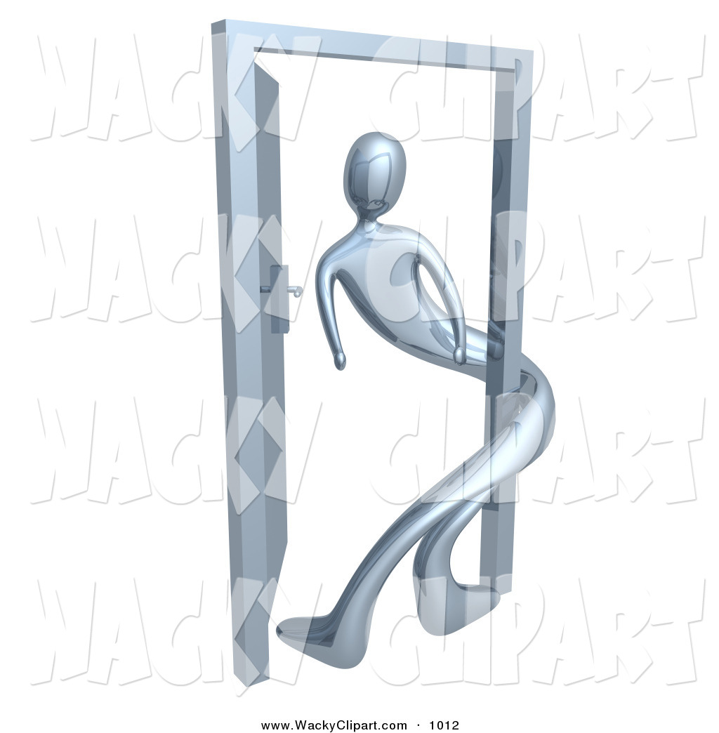 Larger Preview  Clipart Of A Silver Man Twisted Around The Frame Of An