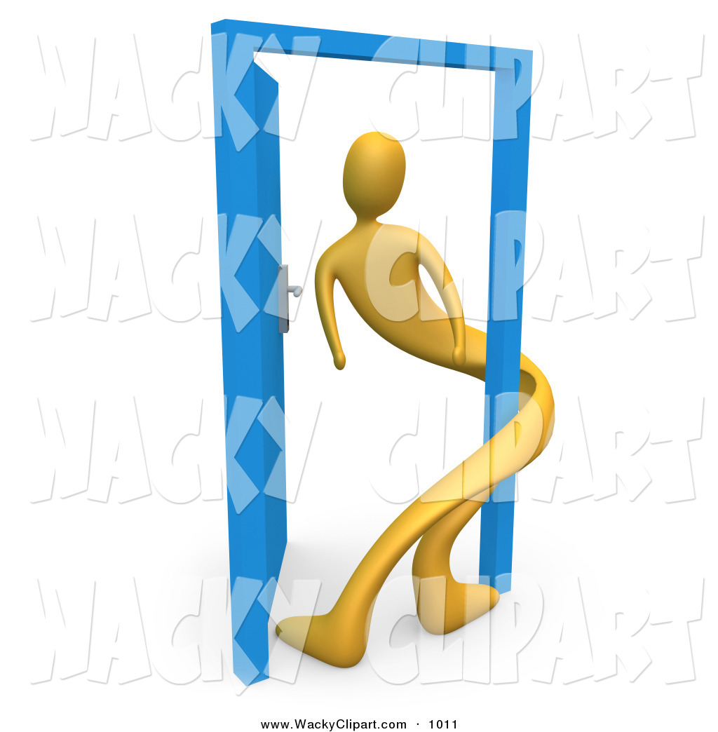 Larger Preview  Clipart Of A Yellow Person Twisting Around The Frame