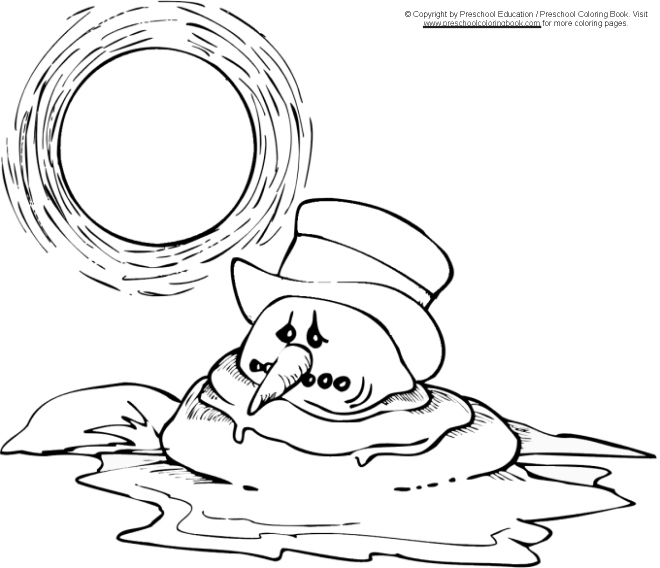 Melting Snowman Colouring Pages