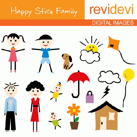 My Grafico Stick Family Clipart 15 Fun Cliparts These Elements