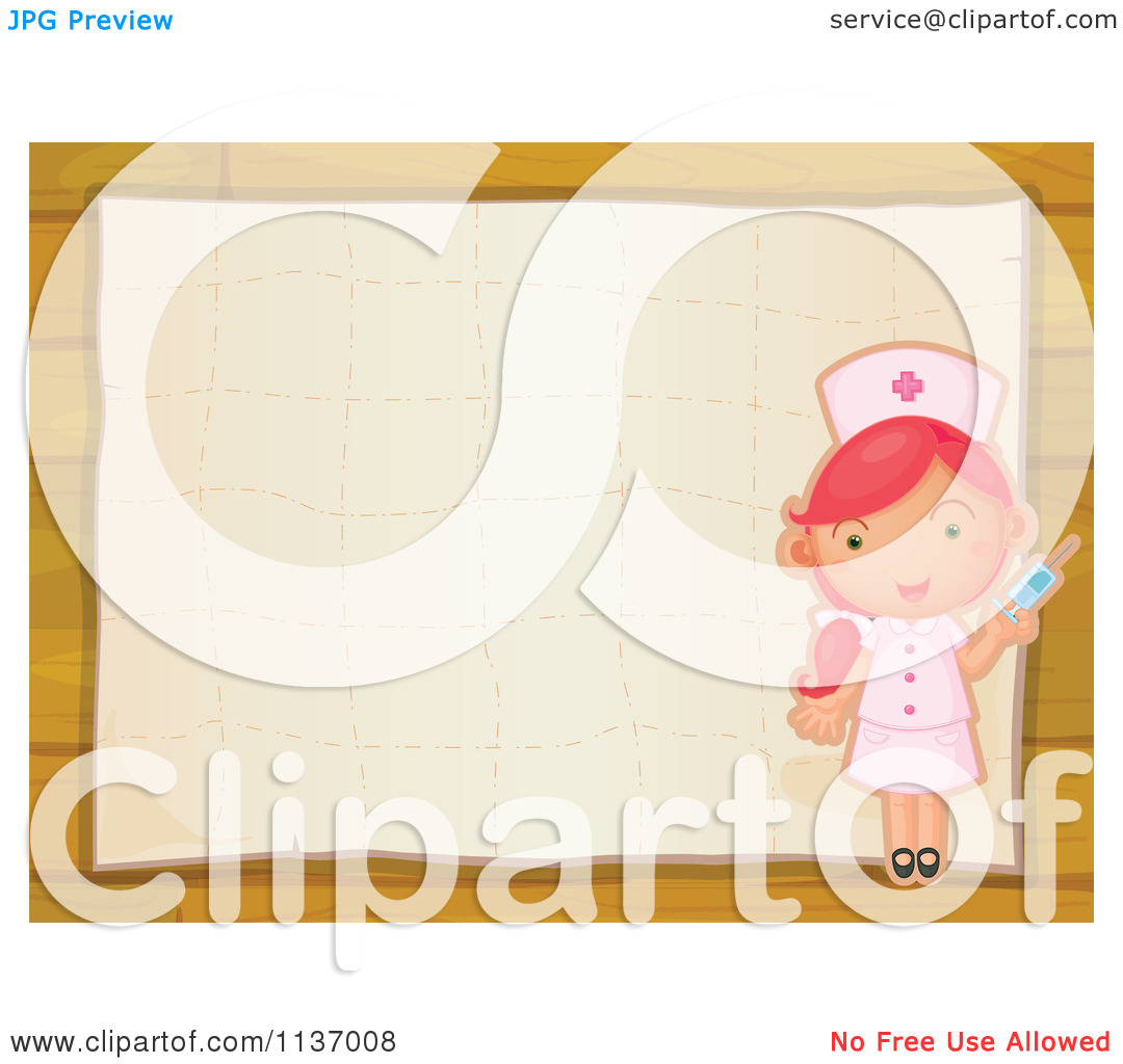Nurse Girl Border With Copyspace   Royalty Free Vector Clipart By