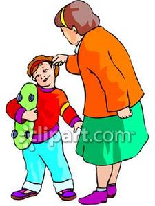 Pulling Her Grandson By The Ear   Royalty Free Clipart Picture
