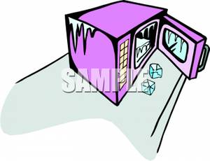 Purple Microwave With Ice Cubes Clipart Image
