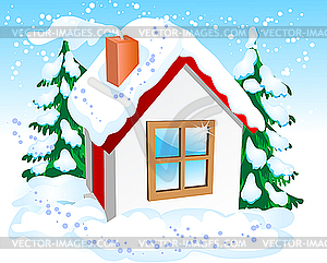 Small Winter House   Vector Image