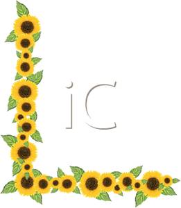 Sunflower Border   Royalty Free Clipart Picture