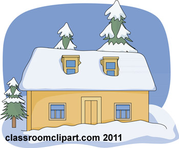 Weather   Winter Snow House Trees   Classroom Clipart