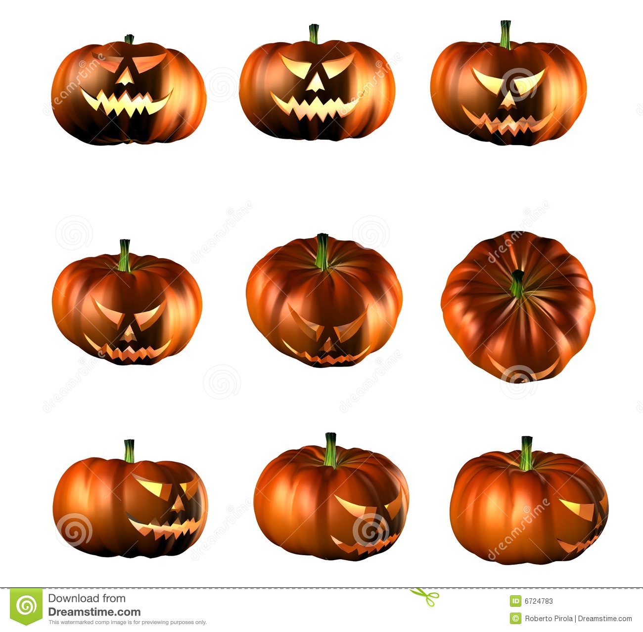 3d Illustration Of Halloween Pumpkins In Different Setup
