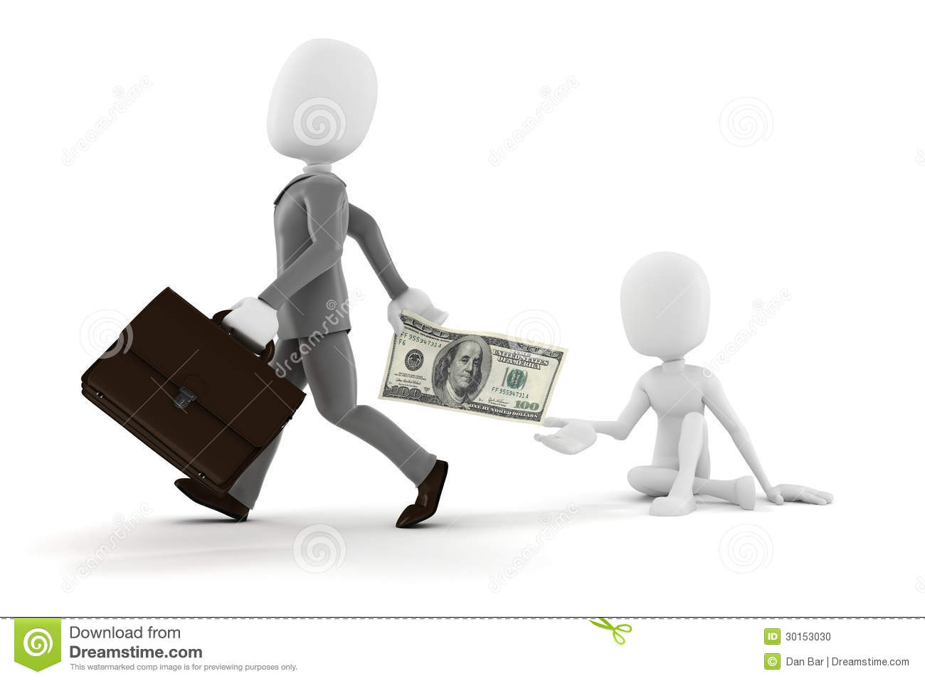 3d Man Businessman Giving Some Money To A Poor Guy Stock Photo   Image