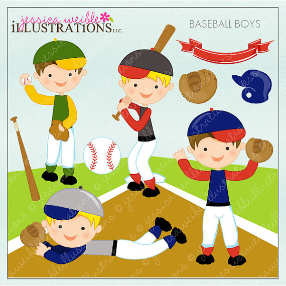 Baseball Boys Cute Digital Clipart For Card Design Scrapbooking And