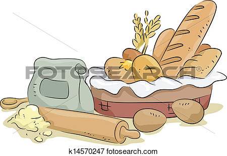 Bread And Baking Materials And Ingredients View Large Clip Art Graphic