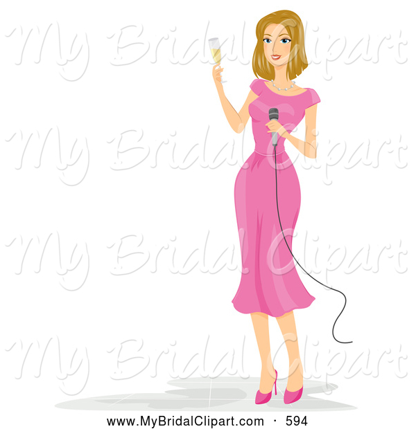 Bridal Clipart Of A Cute Woman Making A Wedding Toast By Bnp Design    