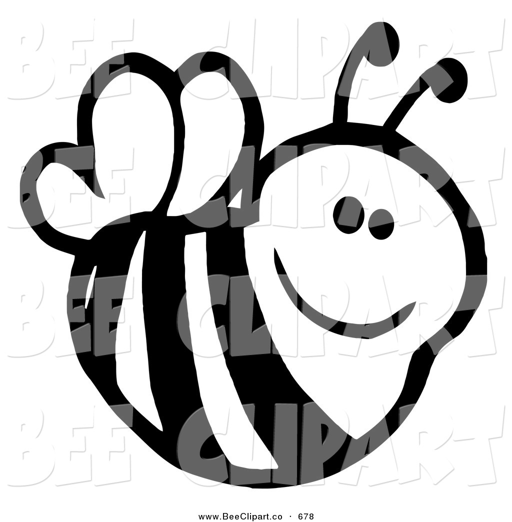 Bumble Bee Clipart Image Cute Cartoon Black And White