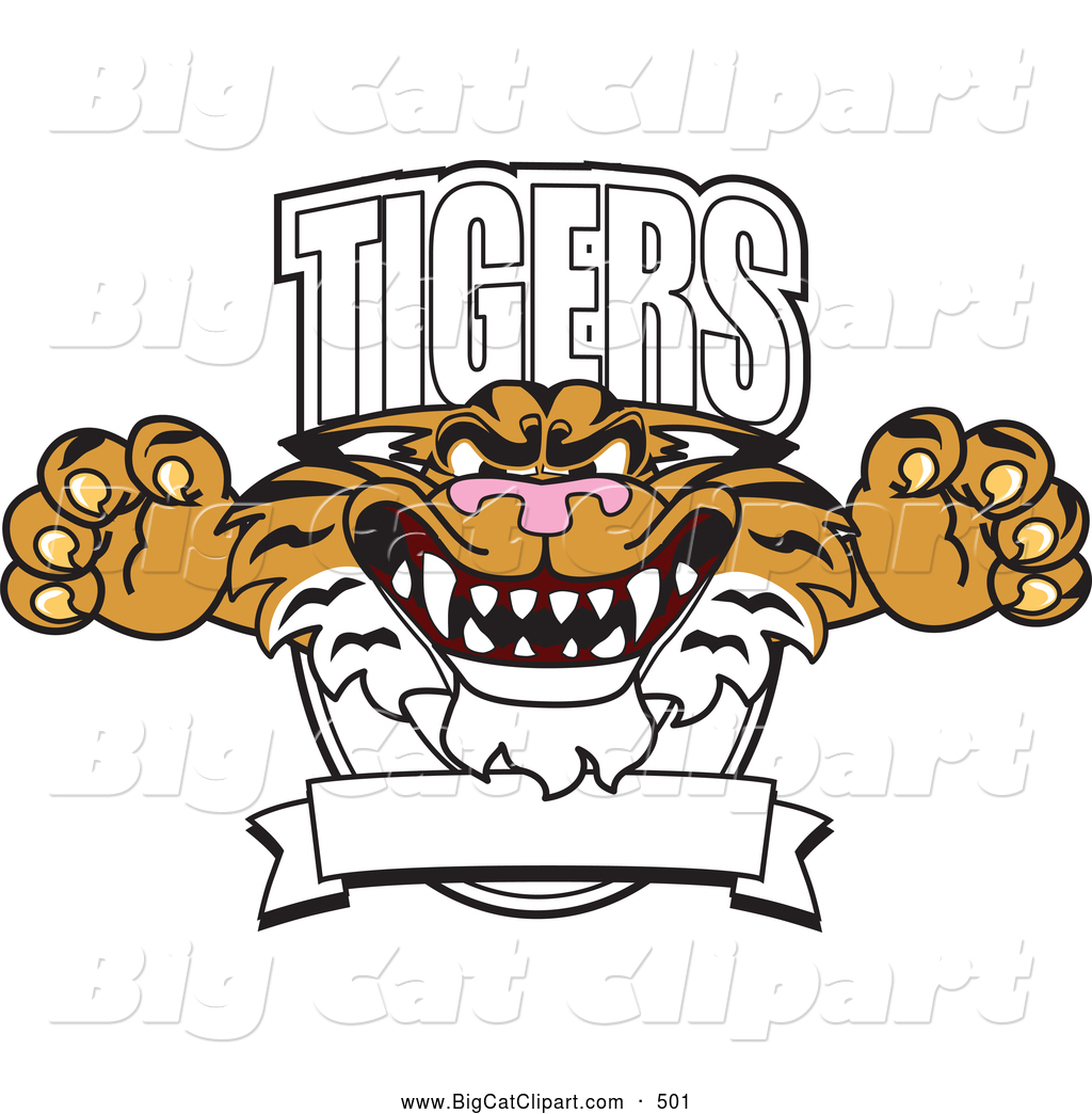 Cat Cartoon Vector Clipart Of A Smiling Tigers Character School Mascot
